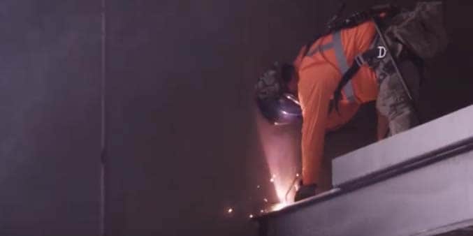 a welder working on steel deck