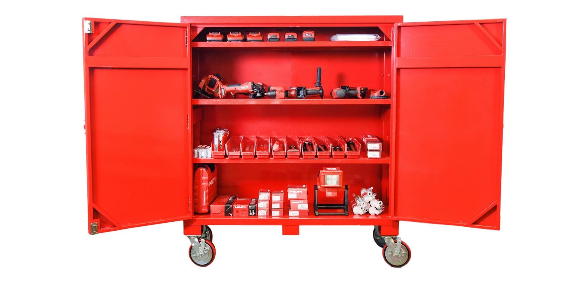 open hilti consumable job box with products inside