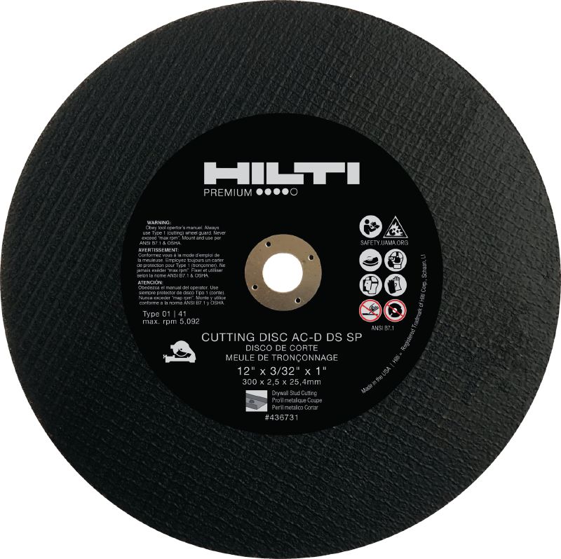 Disque à tronçonner pour montants de cloison sèche AC-D DS Disque de coupe pour rails et montants de cloison sèche, pour scies à tronçonner