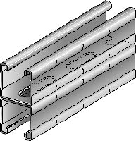 Rail MQ-41 D-R Double rail de supportage MQ en acier inoxydable (A4) destiné aux applications semi-intensives