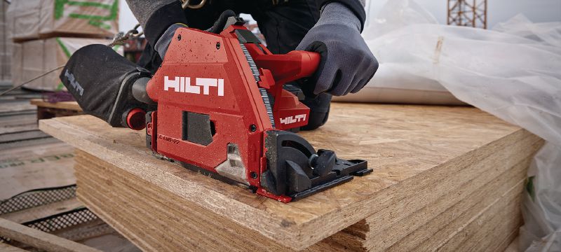 SC 6WP-22 Cordless plunge saw Precision plunge circular saw with high dust capture rate for clean and controlled, straight cuts in wood up to 53 mm│2-1/8” depth with guiderail Applications 1