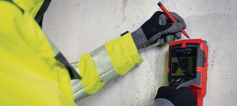 Balayeur de mur PS 85 Facile à utiliser pour balayer les murs et localiser les montants afin d'éviter de frapper des objets encastrés lors du forage et de la découpe Applications 1