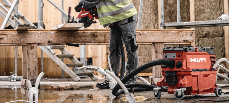 VC 150-6 X Dust extractor Powerful dust extractor for connection with power tools and jobsite clean ups (wet & dry), 4 gallon tank - OSHA compliant with 150 CFM Applications 1