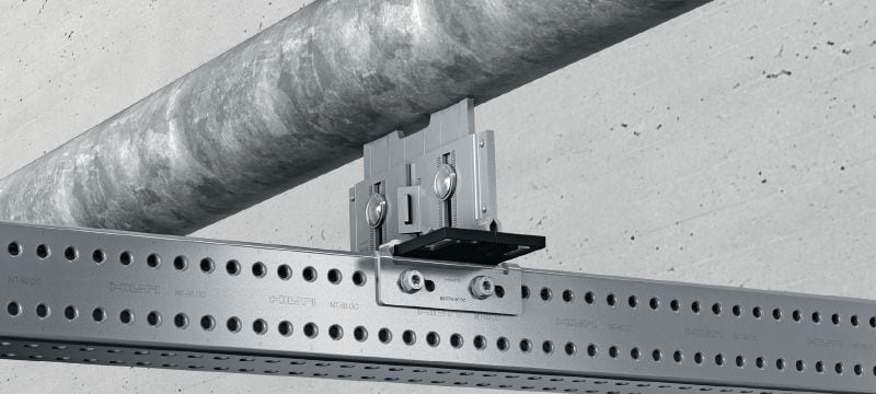 Sabot de tubage soudable MP-PS Sabot de tubage avec interface de tuyauterie soudable et réglage de la hauteur et de l'inclinaison dans les applications industrielles lourdes avec des diamètres extérieurs de tuyauterie de 21 à 328 mm (1/2 à 12). Applications 1