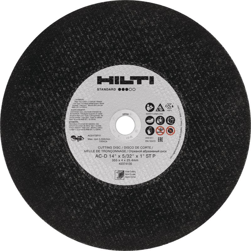 Standard-class general steel cutting disc for everyday use with gas saws AC-D GS General steel cutting disc