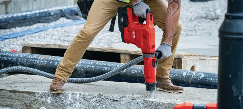 TE 60-22 Cordless rotary hammer Cordless SDS Max (TE-Y) rotary hammer with Active Vibration Reduction and Active Torque Control for heavy-duty concrete drilling and chiseling (Nuron battery platform) Applications 1