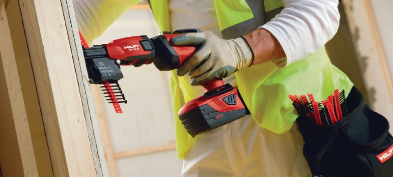 Vis pointues pour plaquiste PBH S CRS M1 Vis en bande pour cloisons sèches (à enduit phosphate) pour chargeurs de vis SD-M 1 ou SD-M 2 – pour la fixation de plaques de plâtre sur bois Applications 1