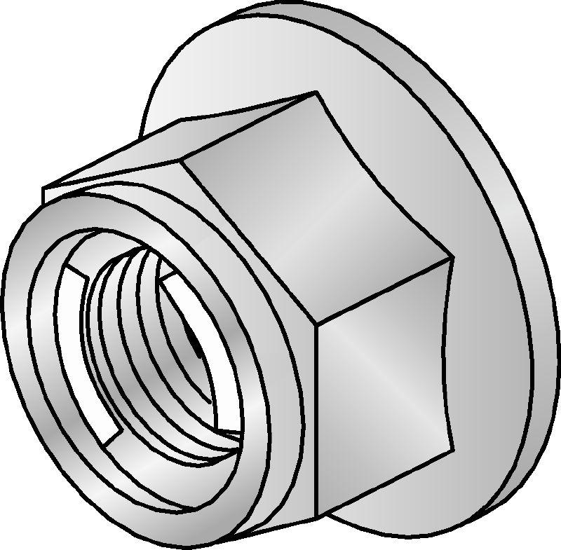 M12-F-SL-WS 3/4 Hot-dip galvanized (HDG) hexagon nut with self-locking mechanism used with all MI connectors