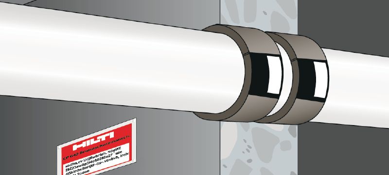 CP 648-S Bande Coupe-Feu individuelle Bande coupe-feu intumescente et souple, pour aider a créer un coupe-feu autour des pénétrations de tuyaux combustibles Applications 1