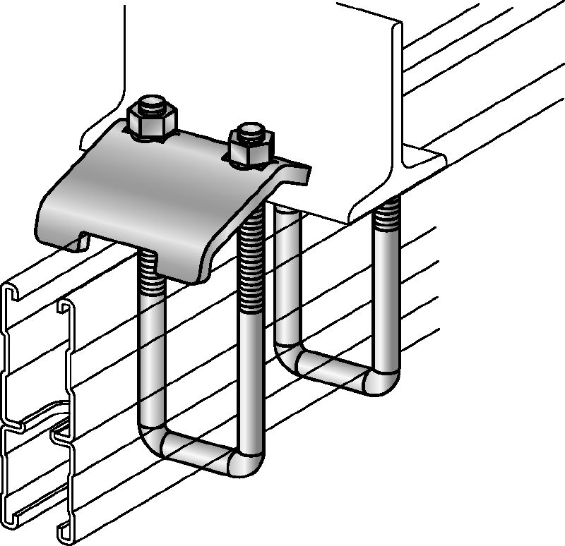 MQT Beam clamp Galvanized beam clamp for connecting MQ strut channels directly to steel beams