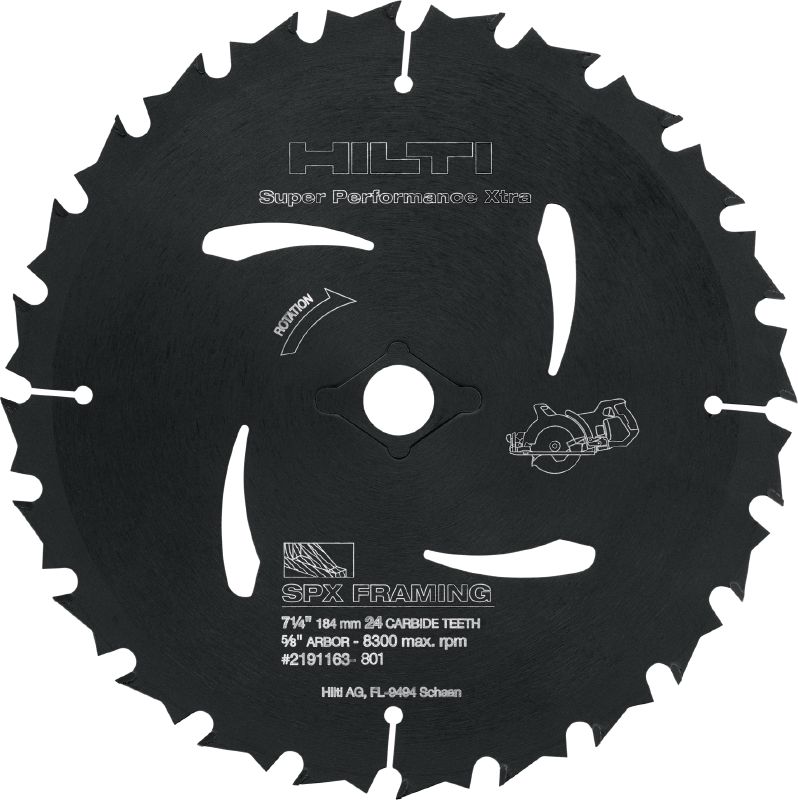 Lame de scie circulaire pour ossature en bois Lame de scie circulaire de haute performance pour charpente en bois avec des dents en carbure pour des coupes plus rapides, plus longtemps et pour optimiser votre productivité avec des scies sans fil