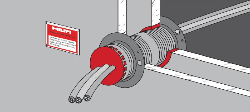 CFS-SL SK Kit de Manchon de Coupe-Feu Solutions 2 étapes pour les pénétrations de câble nécessitant une ouverture avec manchon Applications 1
