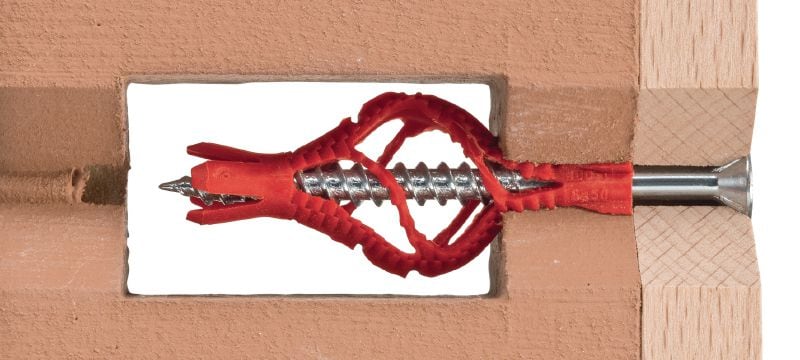 Cheville murale en plastique HUD-1 Chevilles murales en plastique, universelles et économiques, destinées à la fixation de charges légères sur des murs solides et creux Applications 1