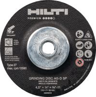 Disque de meulage AG-D SP Disque de meulage haute performance pour le ponçage rapide et grossier de l'acier inoxydable/au carbone (avec moyeu)