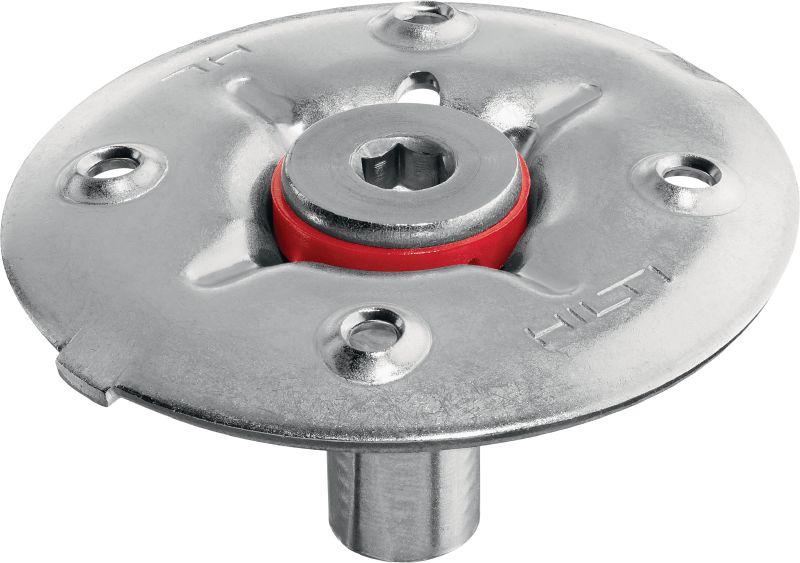 Coupelle de fixation pour caillebotis pour valeurs de charge élevées X-FCM-R HL (acier inoxydable) Coupelle de fixation pour caillebotis pour valeurs de charge élevées en acier inoxydable, pour fixer les caillebotis de sol avec des goujons filetés dans des environnements très corrosifs