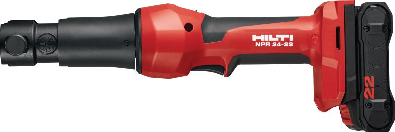NPR 24-22 Pipe press tool Compact, light and fast cordless inline press tool compatible with interchangeable 24 kN press jaws (Nuron battery platform)