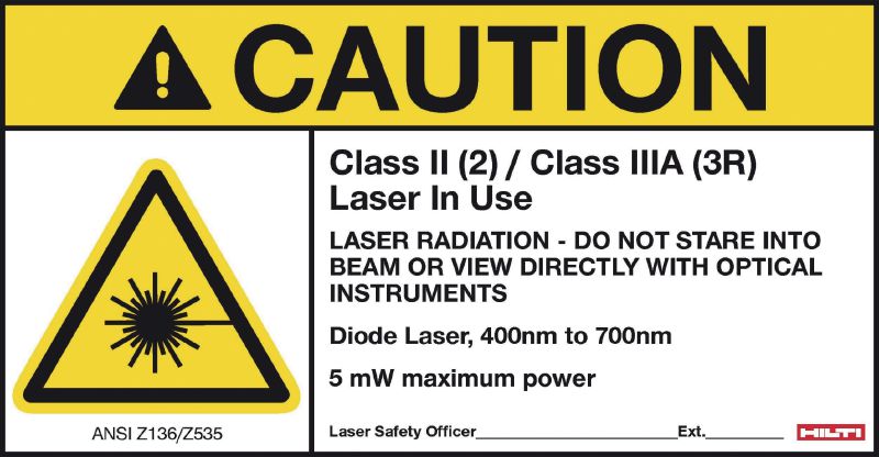 Panneau de Laser Classe 2 (paq. de 5) 