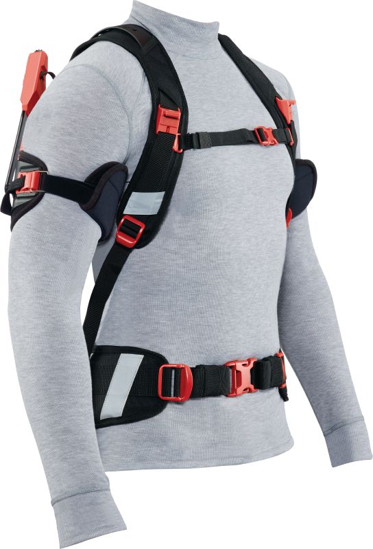 Exosquelette d'épaules large EXO-S Exosquelette pour les métiers de la construction. A porter pour soulager la fatigue des épaules et du cou lors des applications au-dessus du niveau des épaules, pour des circonférences de bicep supérieures à 40 cm (16”).