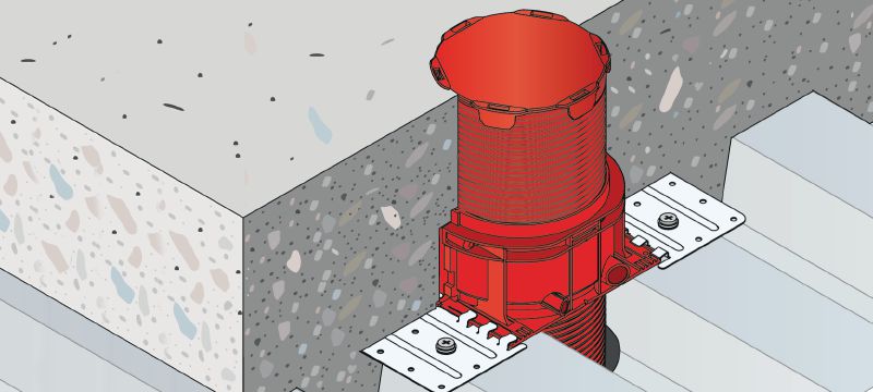 CP 680-P Manchon coupe-feu coulés Solution en une étape coupe-feu préformée pour le passage de câbles a travers plancher. Posez-le et oubliez-le Applications 1