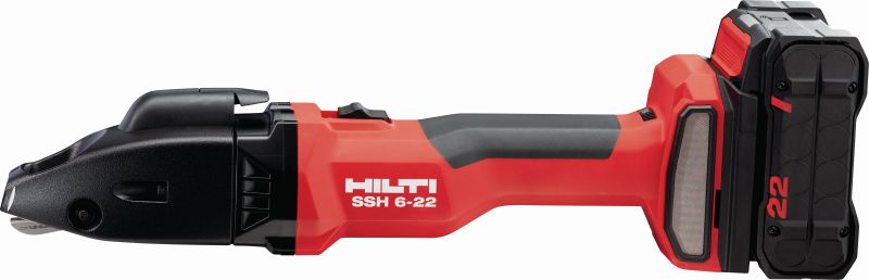 Cisaille à métaux sans fil SSH 6-22 Cisaille double sans fil pour des coupes rapides dans la tôle et les profilés jusqu'à 2,5 mm│Calibre 12 - avec disques Hilti SSH CS incluses (plateforme de batterie Nuron).