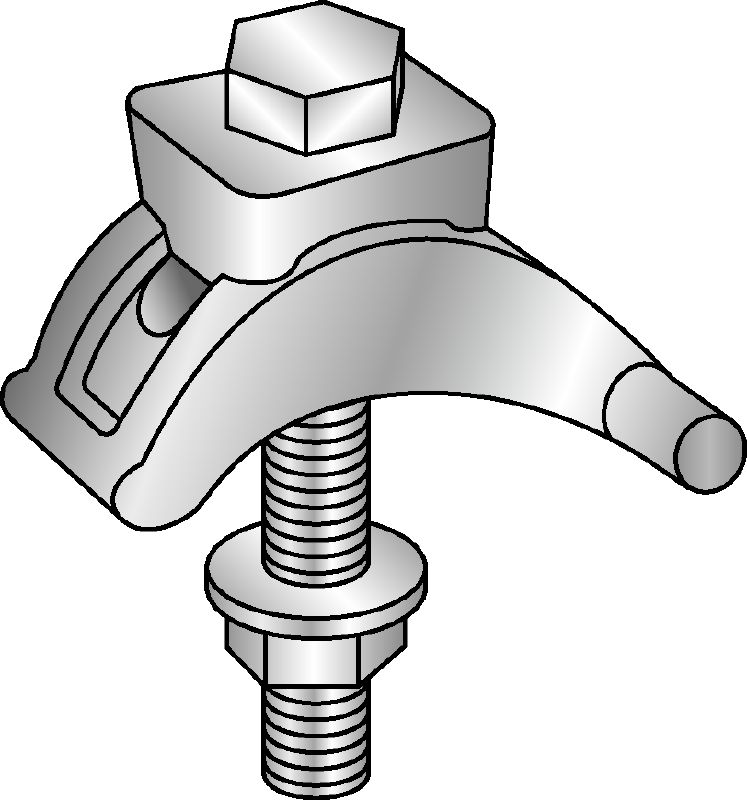 MI-SGC M16 Hot-dip galvanized (HDG) single beam clamp for connecting MI steel baseplates to steel beams