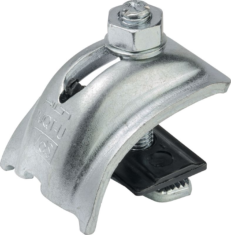 MQT-U Beam clamp Galvanized beam clamp for connecting the open side or back of strut channels directly to steel beams