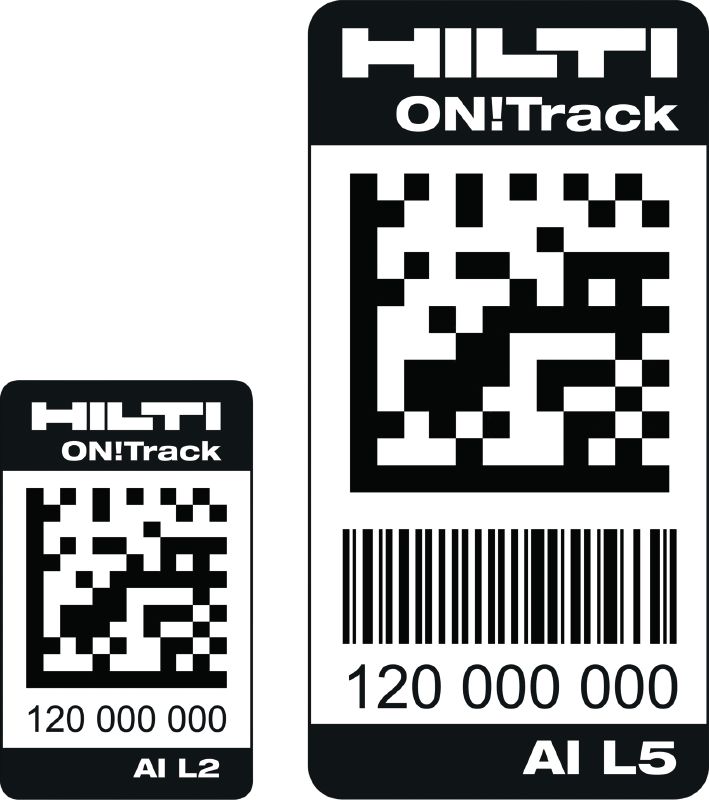 AI L2 et AI L5 Étiquettes à codes à barres robustes et auto-adhésives pour identifier et suivre tous les types d'équipements de construction