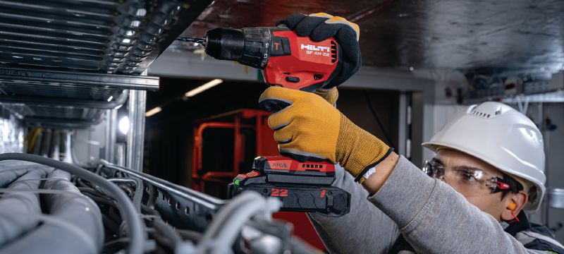 SF 4H-22 Cordless hammer drill driver Compact-class hammer drill driver with Active Torque Control for everyday drilling and driving, especially in hard-to-reach places (Nuron battery platform) Applications 1