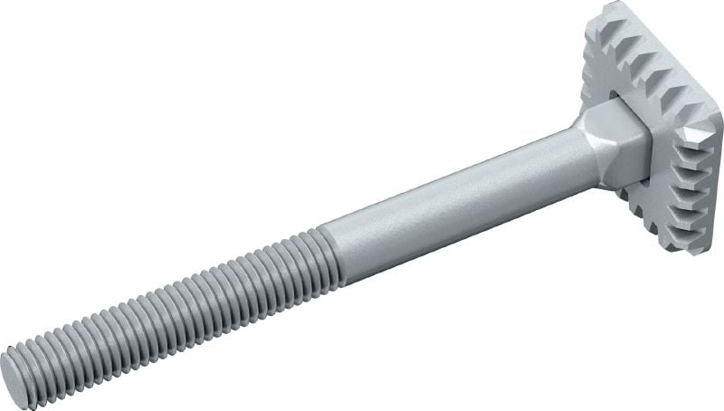 MIA-EH Hot-dip galvanized (HDG) screw with an integrated toothed plate for easier fastening and one-handed adjustment of MI and MIQ connectors