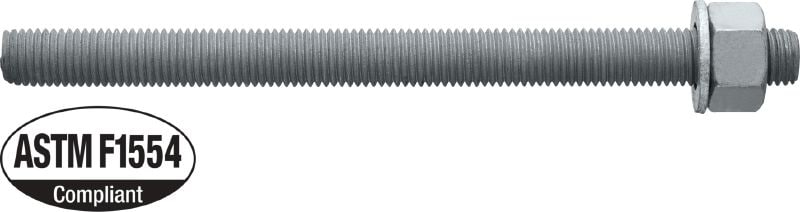 Tige d'ancrage HAS-V-36 HDG Tige d'ancrage haute performance pour les chevilles époxy/hybrides à injection (acier au carbone, catégorie 36 selon ASTM F1554, galvanisé à chaud)