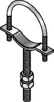 PSCU Pipe saddle with U-Bolt Connectors and coated U-Bolts for attaching single pipe runs on vertical MT box profiles