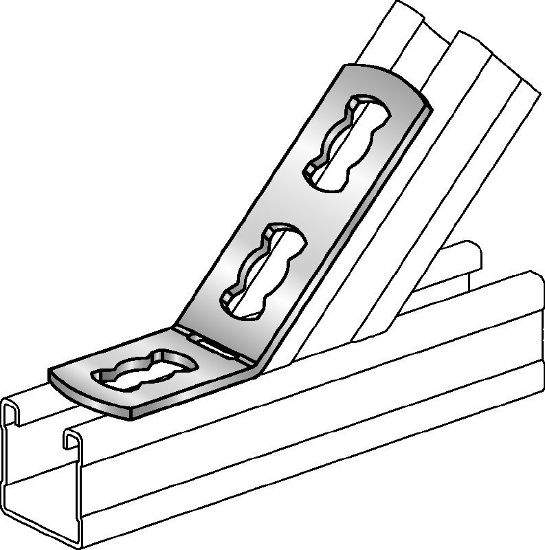 Support d’angle MQW-3/45 Angle galvanisé de 45 ou 135 degrés pour le raccordement de plusieurs rails d’entretoise MQ