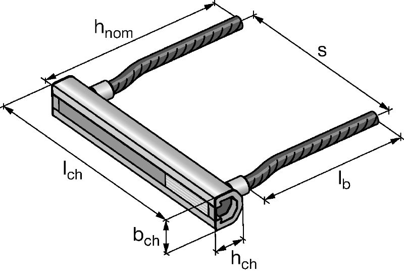 HAC Front-of-slab rebar channel Cast-in anchor channels in standard sizes and lengths for front-of-slab applications