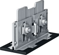 Sabot de tubage soudable MP-PS Sabot de tubage réglable avec interface de tubage soudable pour fixer des tuyaux de 21 à 328 mm (1/2 po à 12 po) de diamètre à divers matériaux supports dans des environnements légèrement corrosifs.