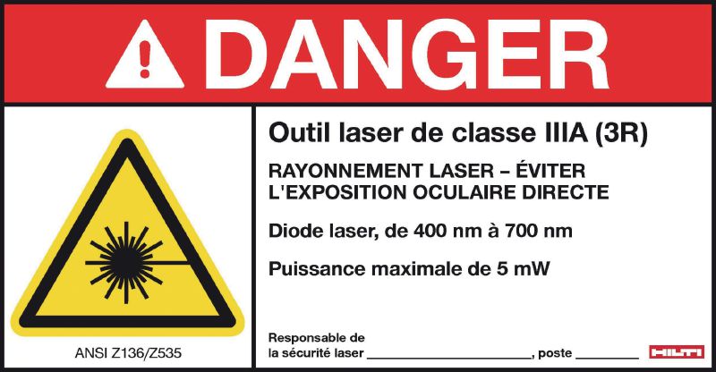 Panneau de Laser Classe 3R (paq. de 5) 