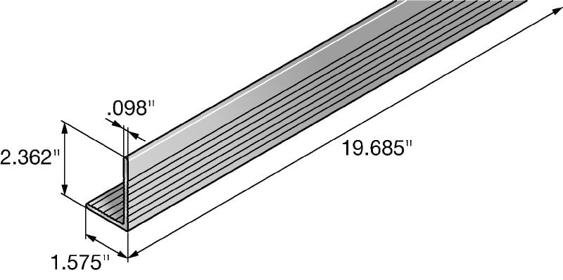 MFT-L Rail L-shaped aluminum rail for constructing vertical and horizontal façade mounting substructures