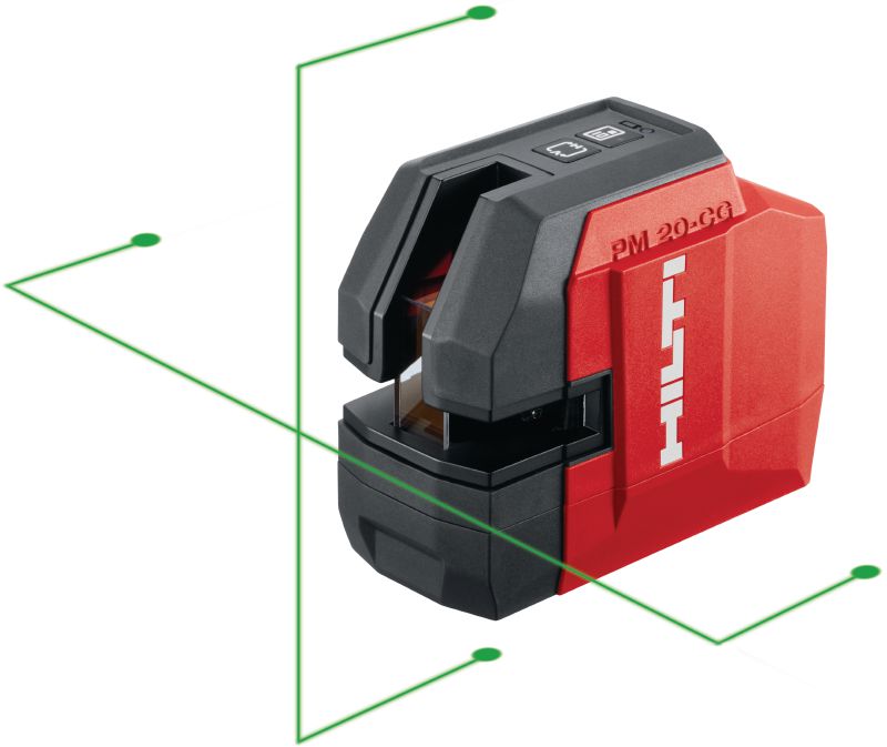 Laser ligne et vertical PM 20-CG Laser combiné à faisceau vert, 2 lignes et 5 points pour la plomberie, le nivellement, l'alignement et l'équerrage