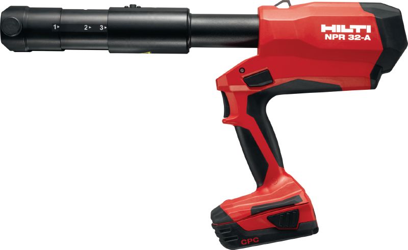Sertisseuse à poignée pistolet NPR 32-A Outil de compression de tuyaux de 32 kN avec poignée pistolet et à batterie avec mors interchangeables pour les tuyaux de métal et de plastique d'un diamètre pouvant atteindre 110 mm