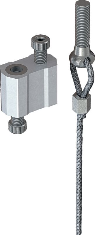 Ensemble de verrouillage de câbles MW-EB L avec câble métallique à embout de cheville à anneau Câble métallique avec cheville à anneau filetée prémontée et verrou réglable pour suspendre des luminaires dans le béton et l'acier