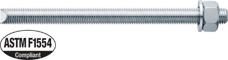 Tige d'ancrage HAS-B-105 Tige d’ancrage haute performance pour scellement chimique par injection et les capsules chimiques HVU2 (acier au carbone, ASTM F1554 classe 105, zingué)