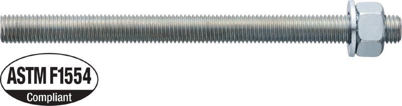 Tige d'ancrage HAS-V-36 Tige d'ancrage haute performance pour les chevilles époxy/hybrides à injection (acier au carbone, catégorie 36 selon ASTM F1554, zingué)