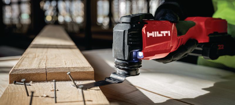 Cordless oscillating multitool SMT 6-22 Powerful cordless multitool with a StarlockMax interface, AVR and an oscillating angle of 4° Applications 1