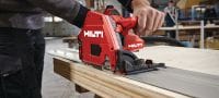 SC 6WP-22 Cordless plunge saw Precision plunge circular saw with high dust capture rate for clean and controlled, straight cuts in wood up to 53 mm│2-1/8” depth with guiderail Applications 7