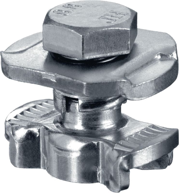 MQN Push button Electro-galvanized channel connector for joining any modular support elements with a butterfly opening